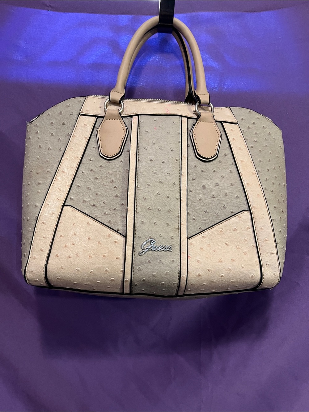 Guess Two-Tone Beige & Light cream Satchel
